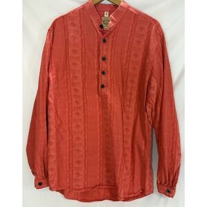 Wah Maker Frontier Clothing Long Sleeve Shirt USA Band Collar Buttons Medium